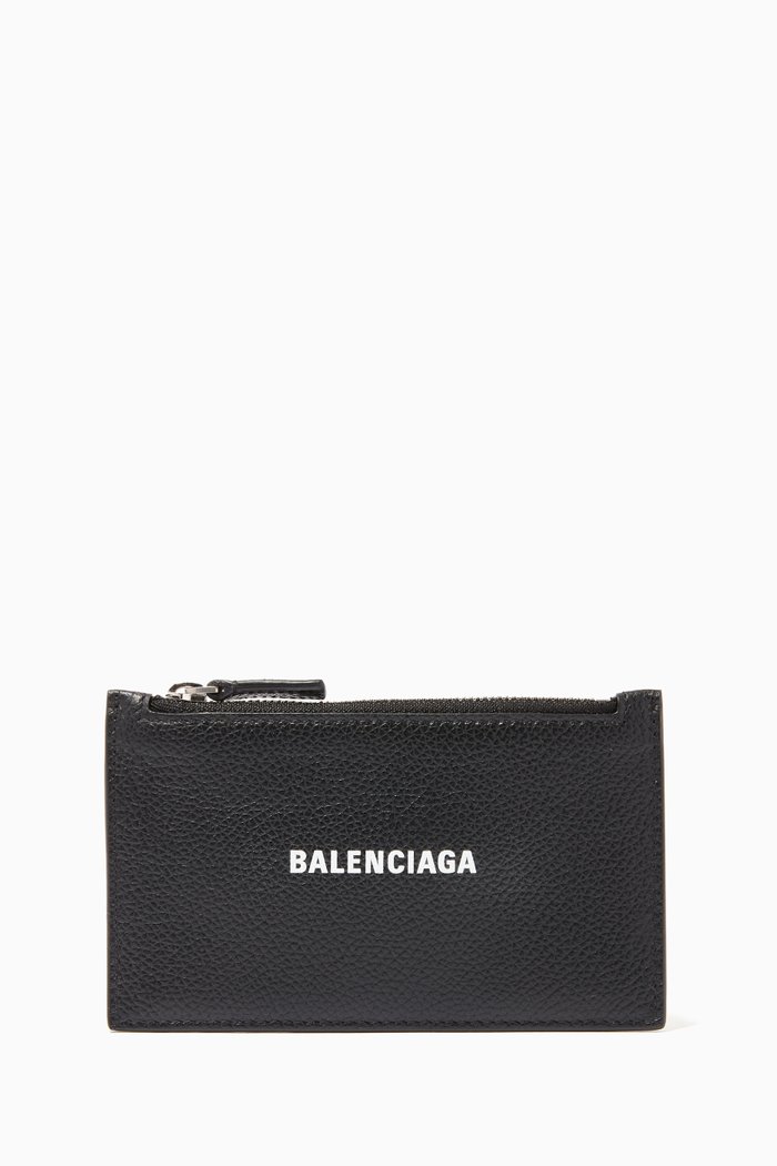 

Cash Long Card Holder in Grained calfskin, Black