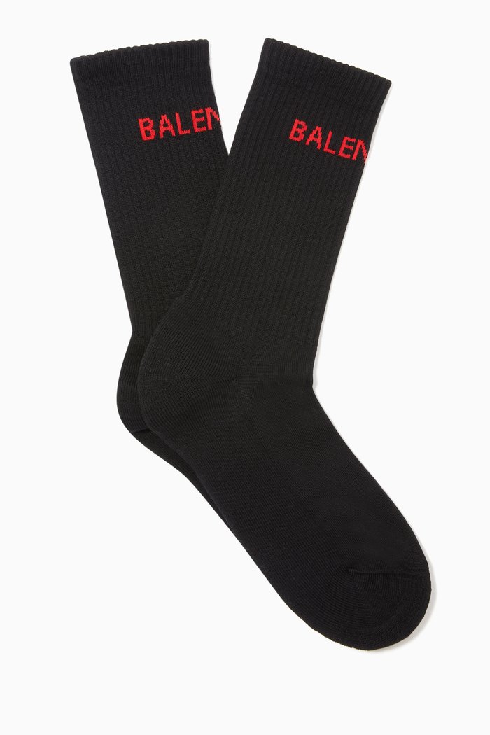

Logo Tennis Socks in Sponge Knit, Black