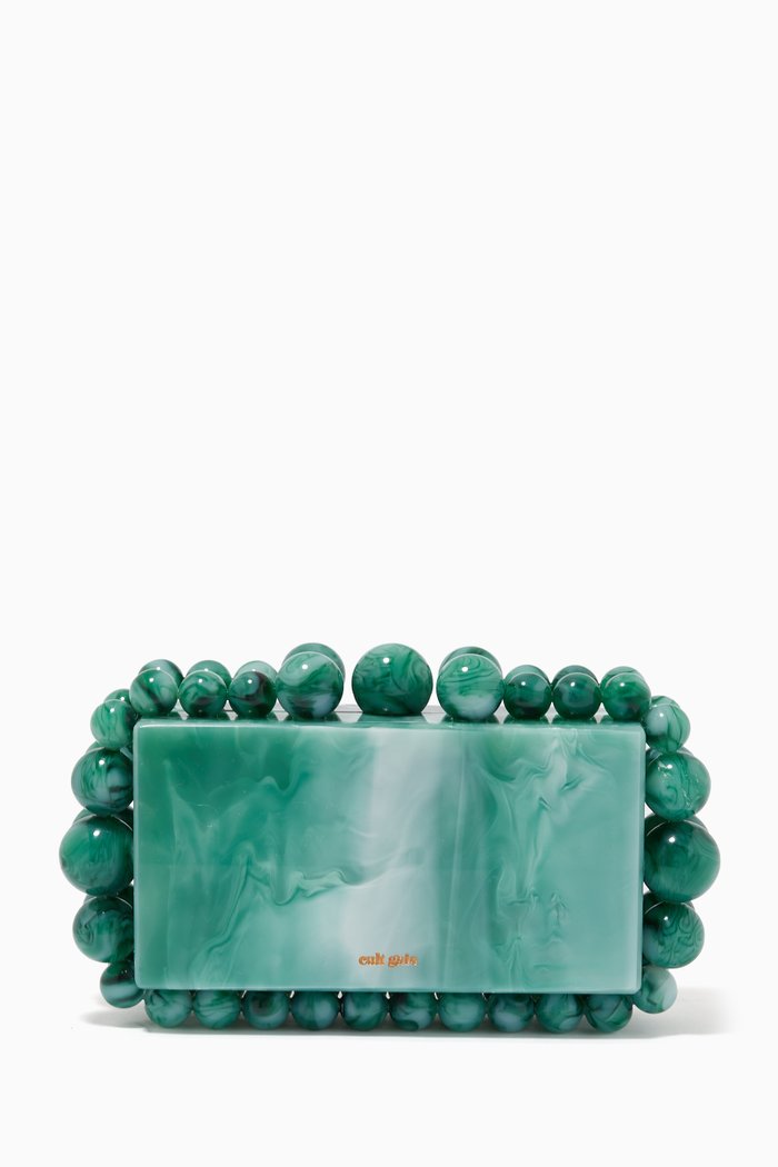 Eos Box Clutch in Marbled Acrylic, Green