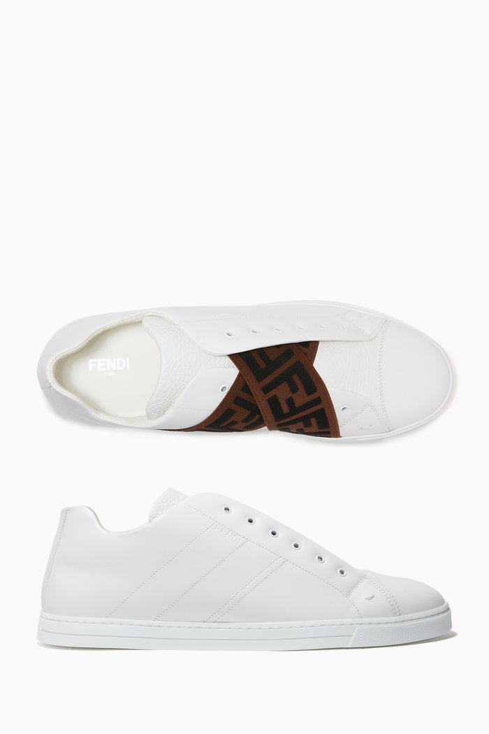 

FF Slip-on Sneakers in Leather, White