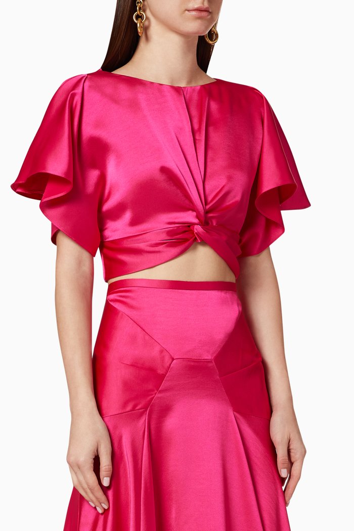 

Palmera Satin Cropped Top, Pink