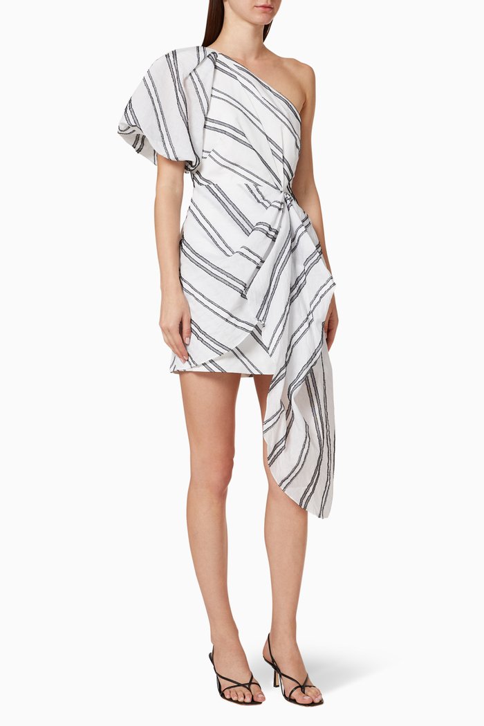 

Strand Monochrome Stripe Cotton Blend Dress, Black