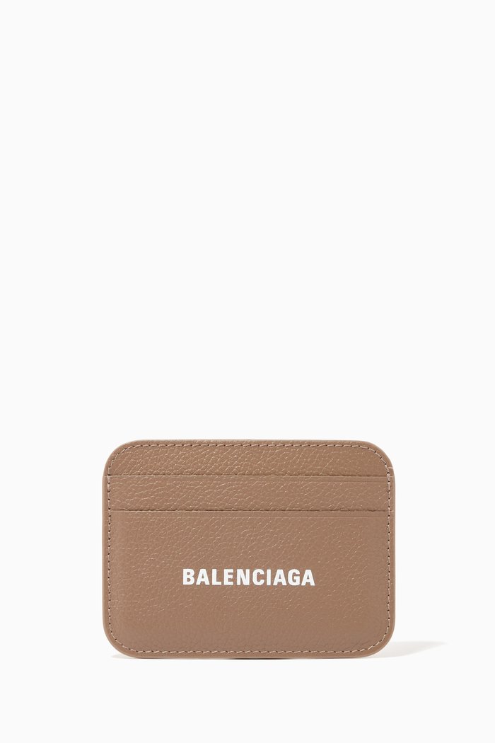 Cash Card Holder in Grained Calfskin, Neutral