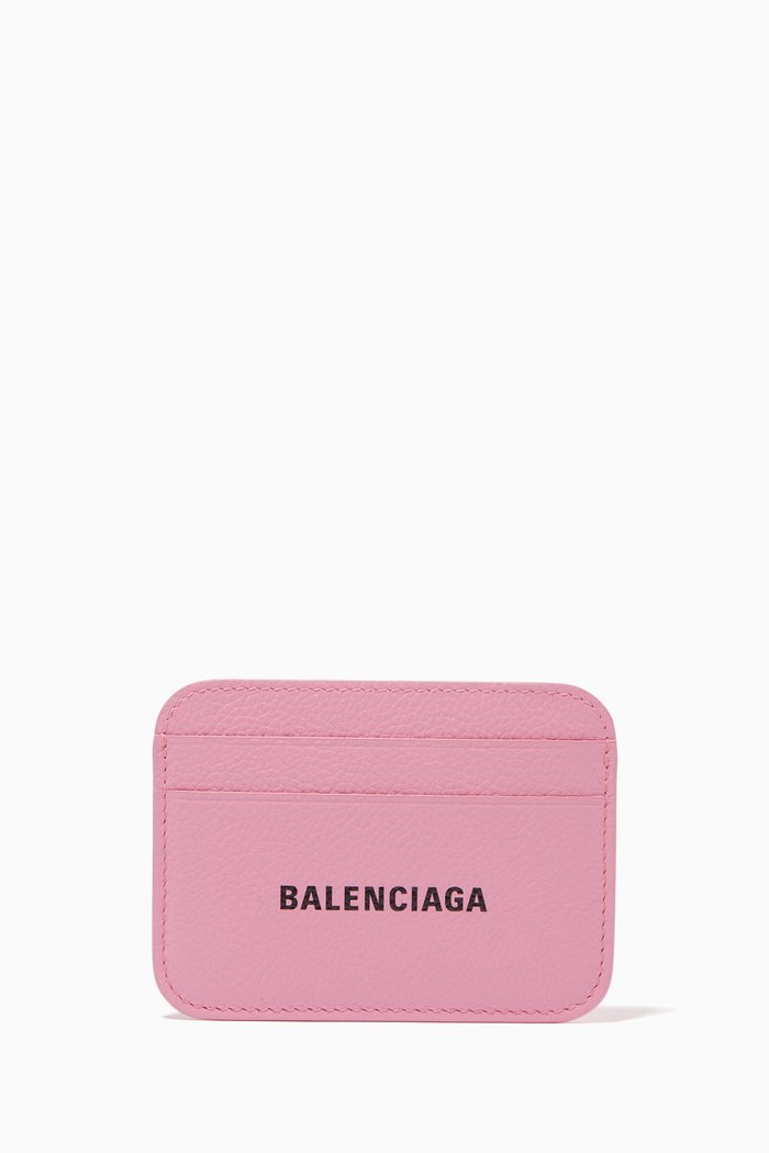 

Cash Card Holder in Grained Calfskin, Pink