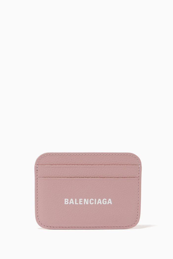 

Cash Card Holder in Grained Calfskin, Pink