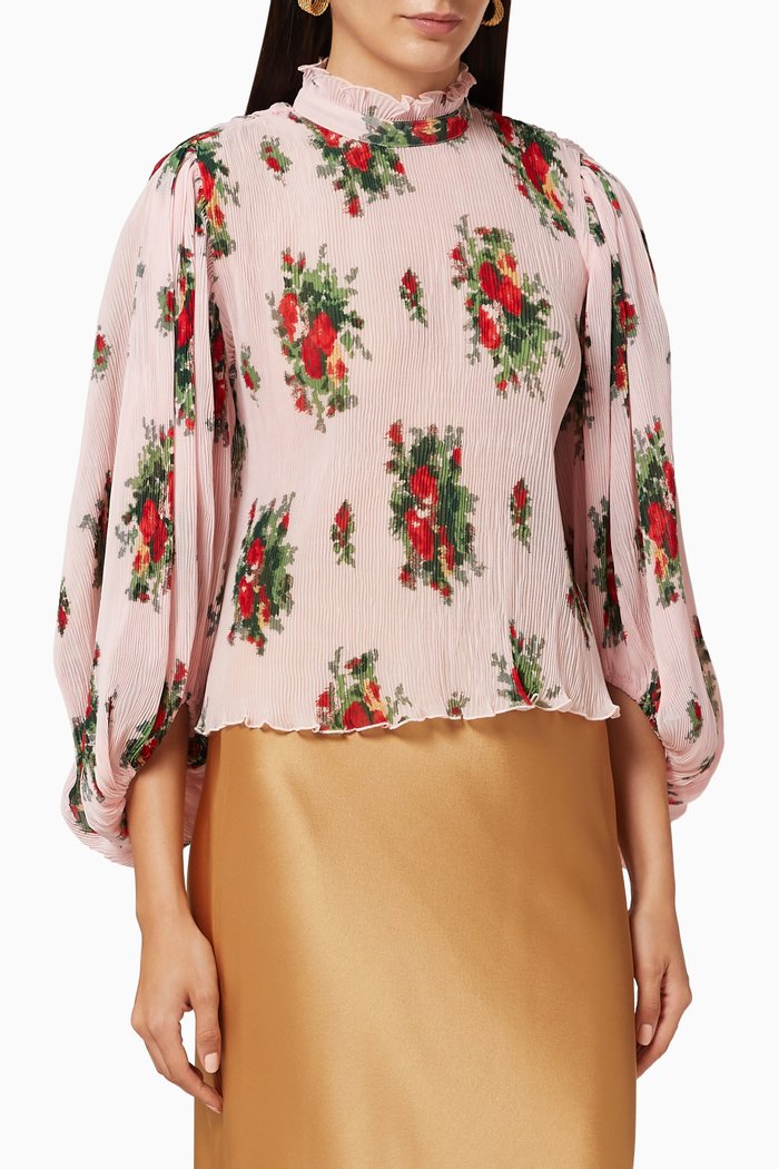 

Pleated Georgette Top, Pink
