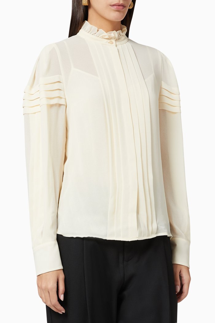 

Pleated Georgette Shirt, Neutral