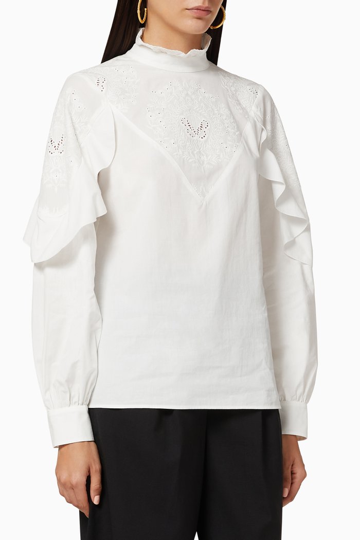 

Broderie Anglaise Cotton Blouse, White