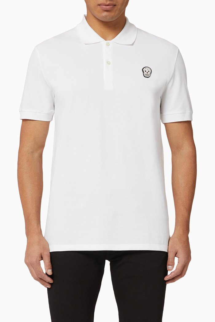 

Skull Patch Cotton Piqué Polo, White
