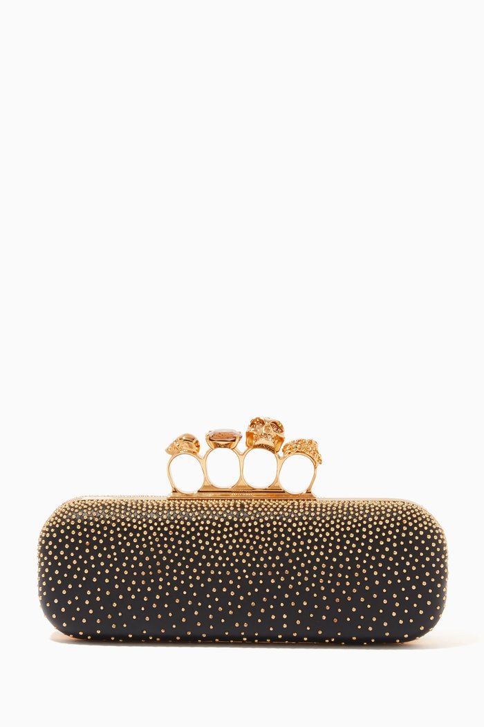 

Studded Four Ring Clutch in Nappa, Gold