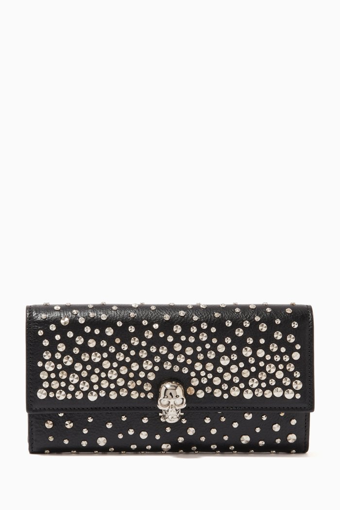 

Skull Continental Wallet in Calfskin, Black