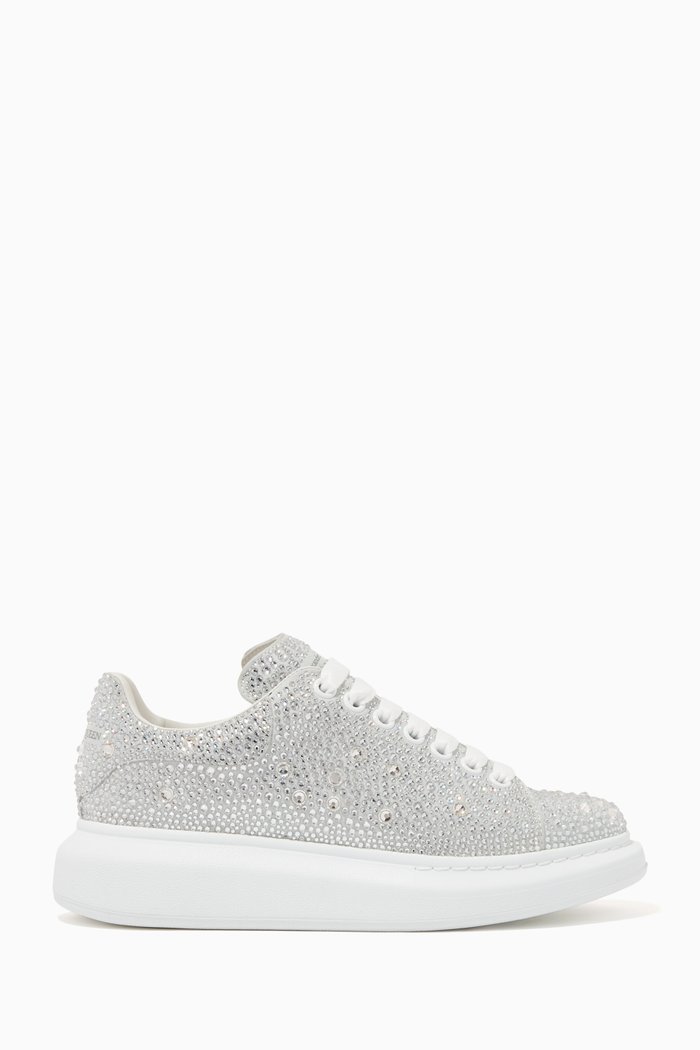 Oversized Sneakers in Crystal Goatskin, Silver