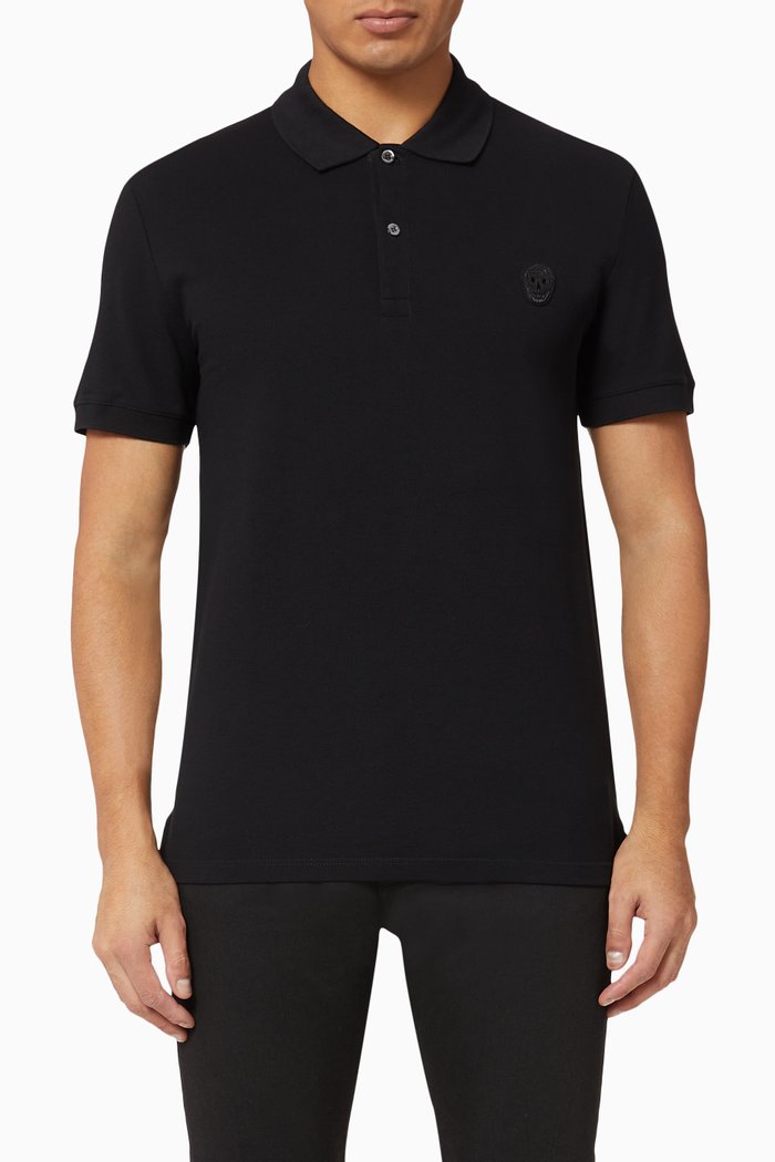 

Skull Patch Cotton Piqué Polo, Black
