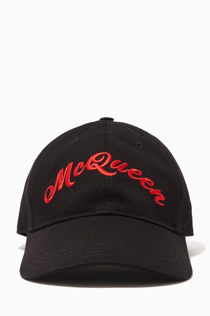 

McQueen Baseball Cap in Cotton Canvas, Black