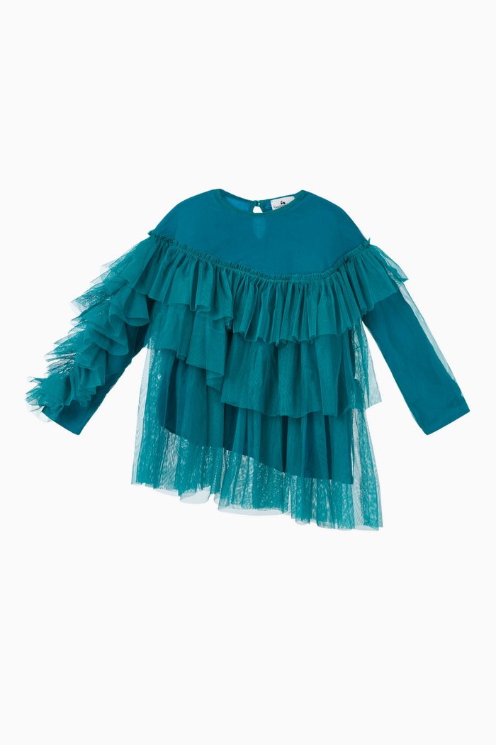 

Nira Ruffle Tulle Blouse, Blue