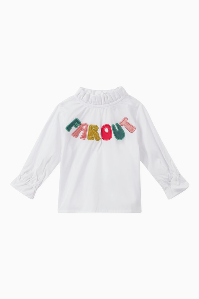 

Salmone "Far Out" Embroidered Top, White