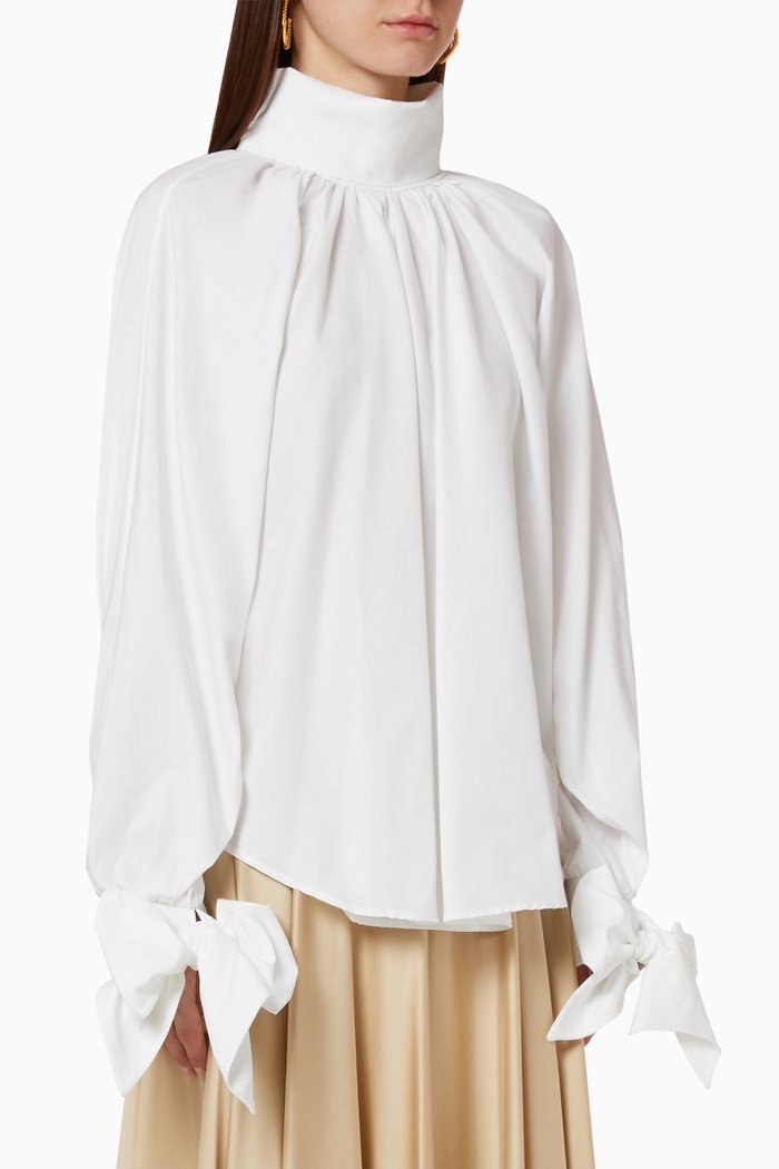 

Jodie High Neck Poplin Shirt, White