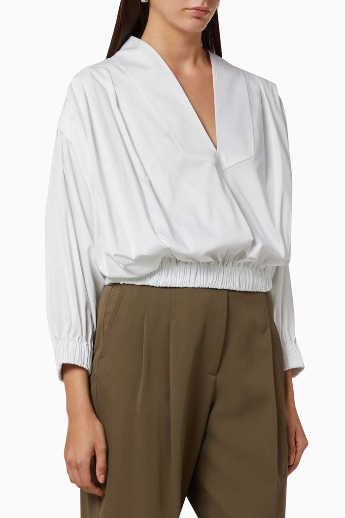

Sarah Draped Poplin Shirt, White