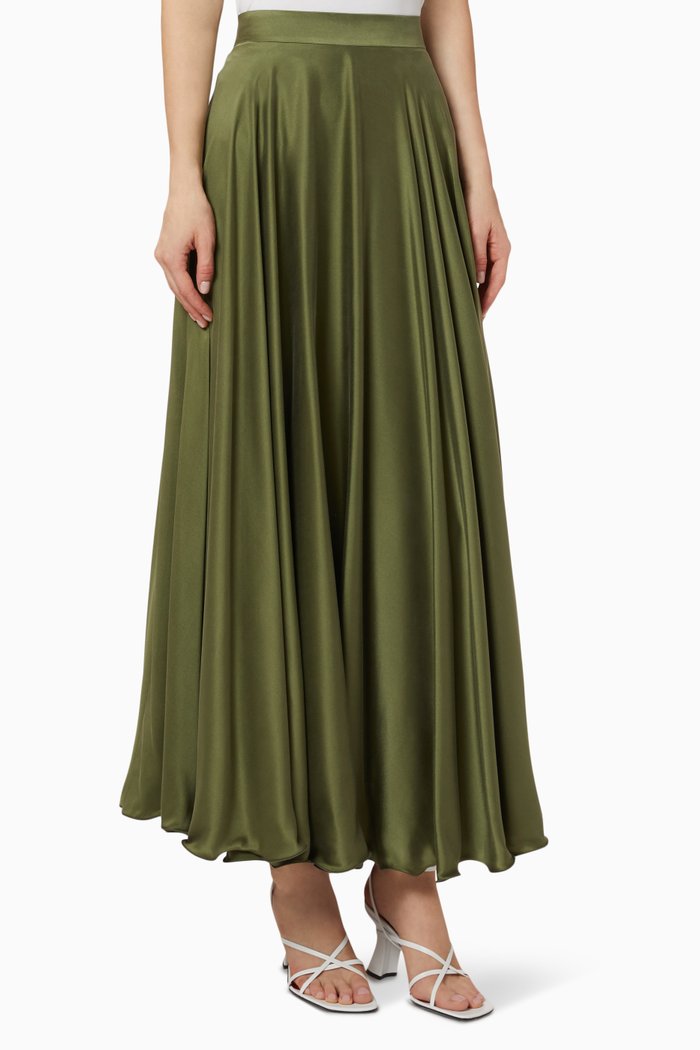

Penelope Full Circle Silk Skirt, Green