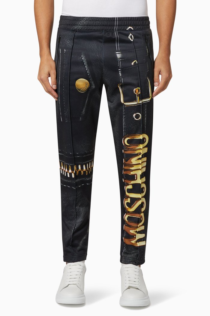 Macro Biker Cotton Sweatpants, Black