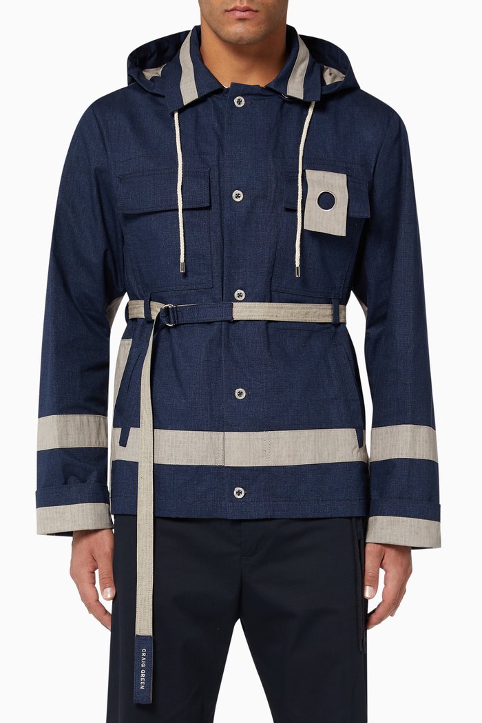 

Panelled Utility Cotton Jacket, Blue