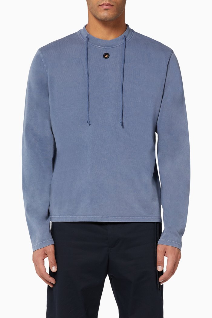 

Embroidered Hole Jersey T-Shirt, Blue