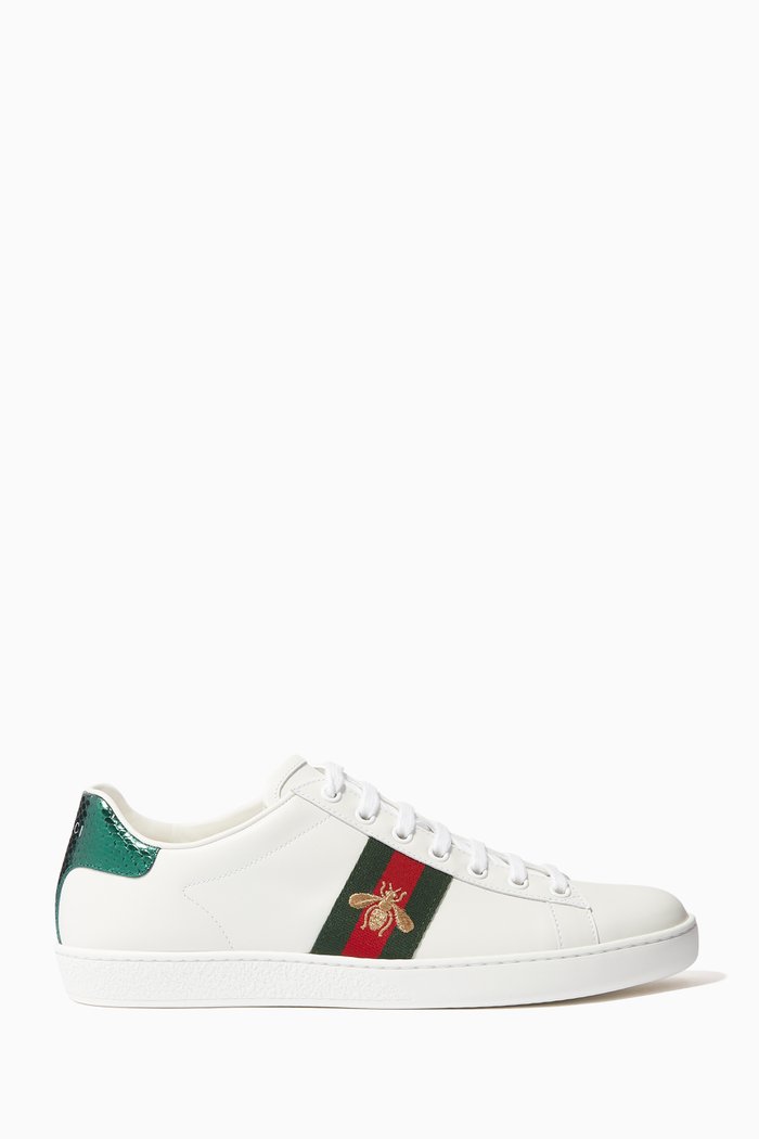 

Ace Embroidered Low Top Sneakers in Leather, White