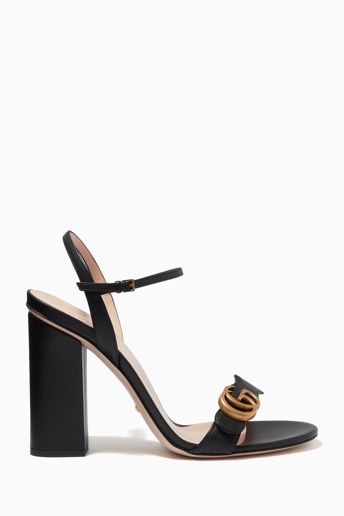 

Double G Sandals in Leather, Black