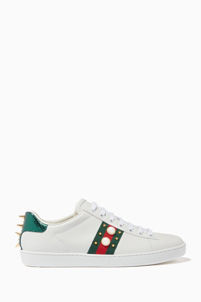 

Ace Studded Sneakers in Leather, White