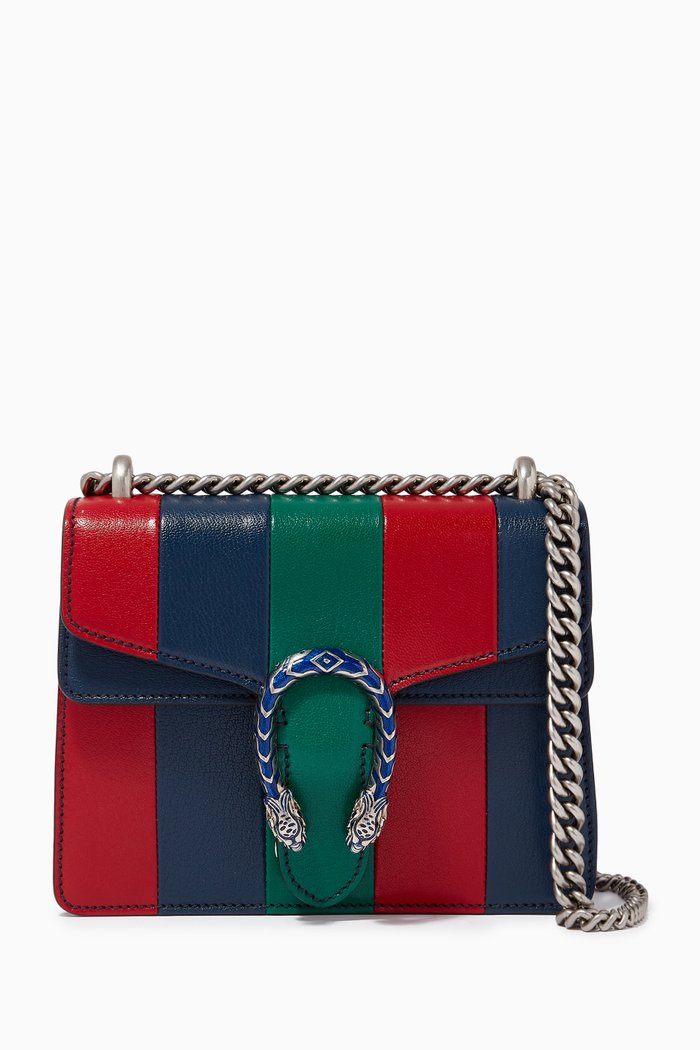 

Mini Dionysus Bag in Striped Leather, Red