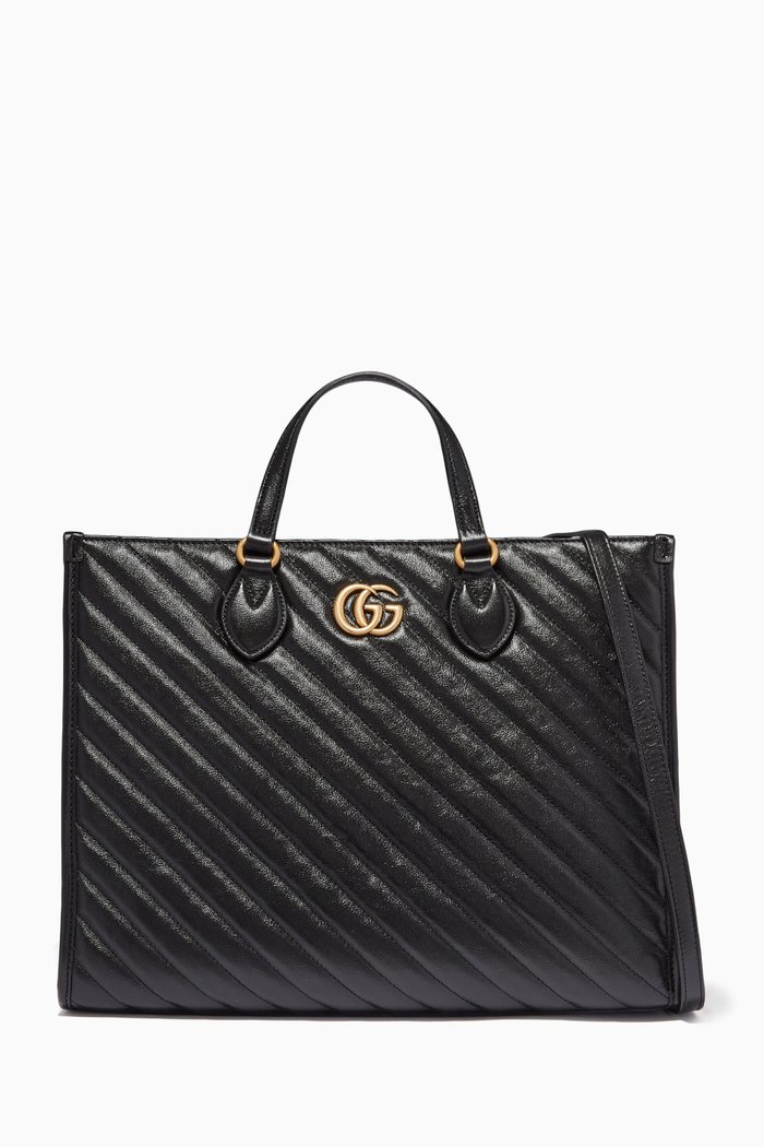 

Medium GG Marmont Tote Bag in Matelassé Leather, Black