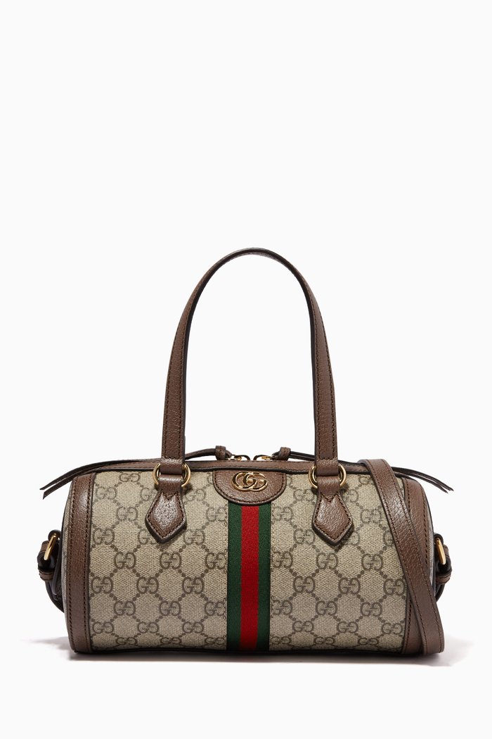

Small Ophidia GG Boston Bagin Supreme Canvas, Brown