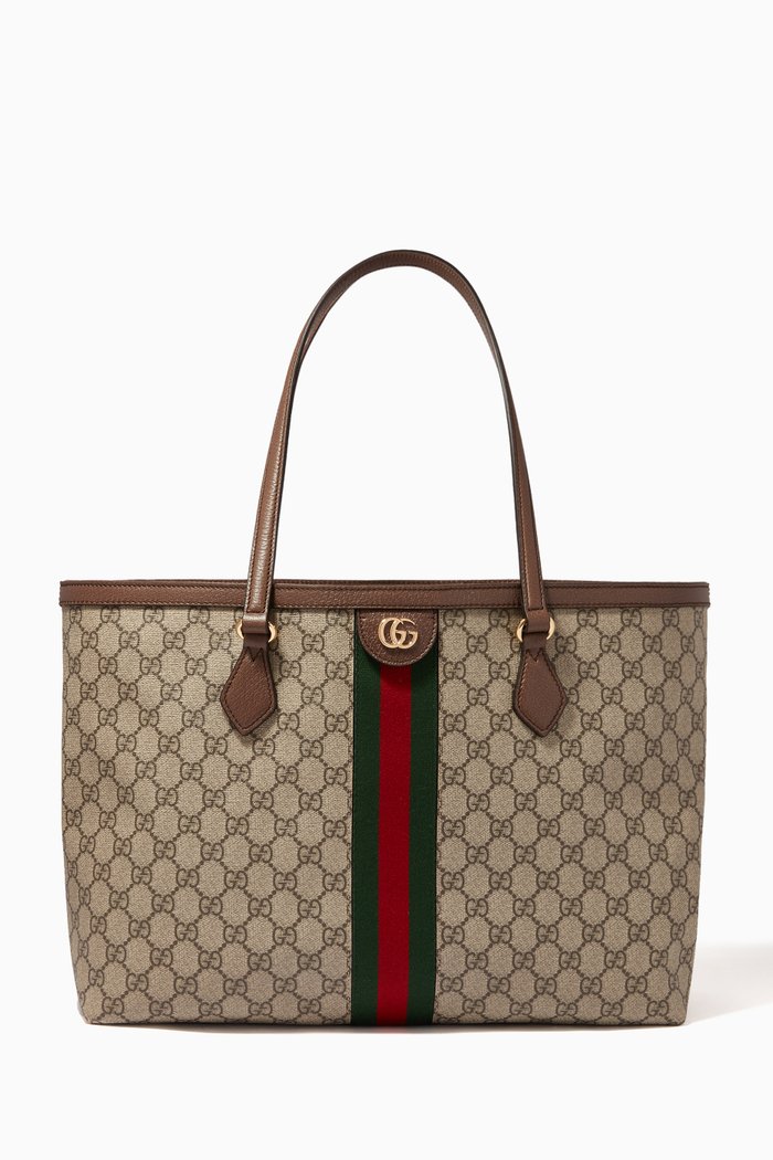 Medium GG Ophidia Tote Bag in Canvas, Brown