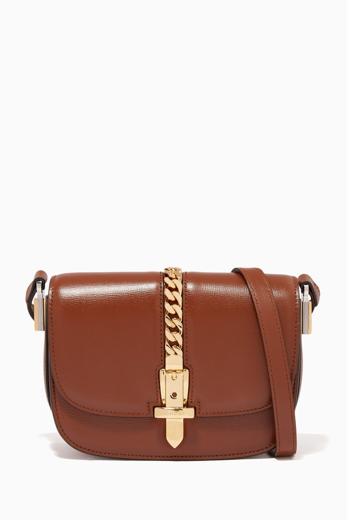 Mini Sylvie 1969 Shoulder Bag in Leather, Brown