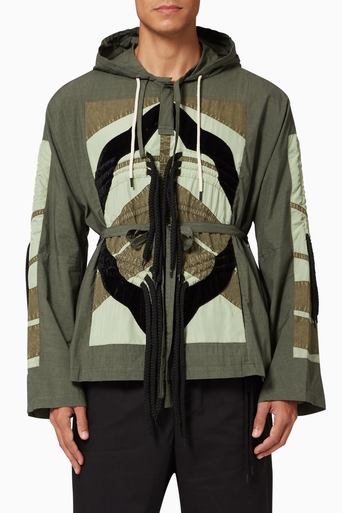 

Flower Diamond Cotton Cagoule Jacket, Green