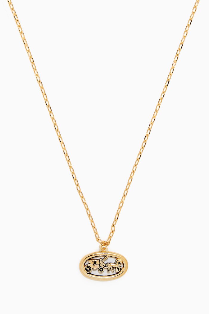 

Oval Horse & Carriage Necklace, Gold