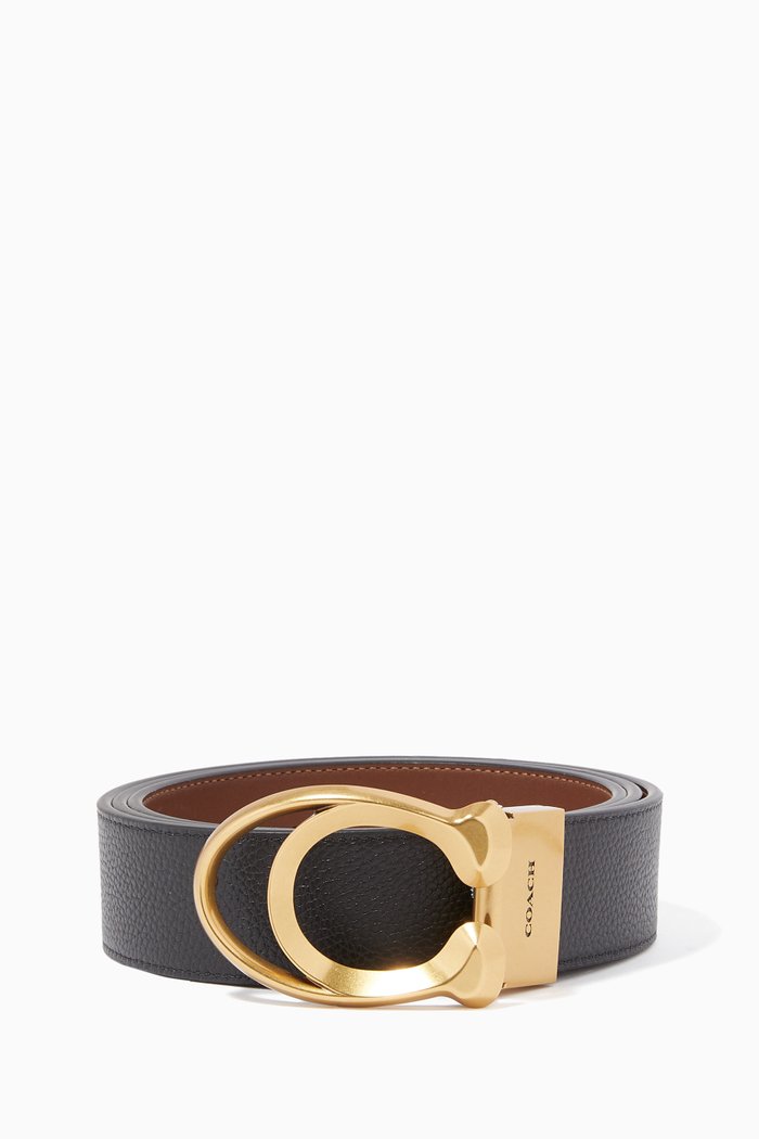 

Signature Buckle Reversible Belt, 38mm, Black