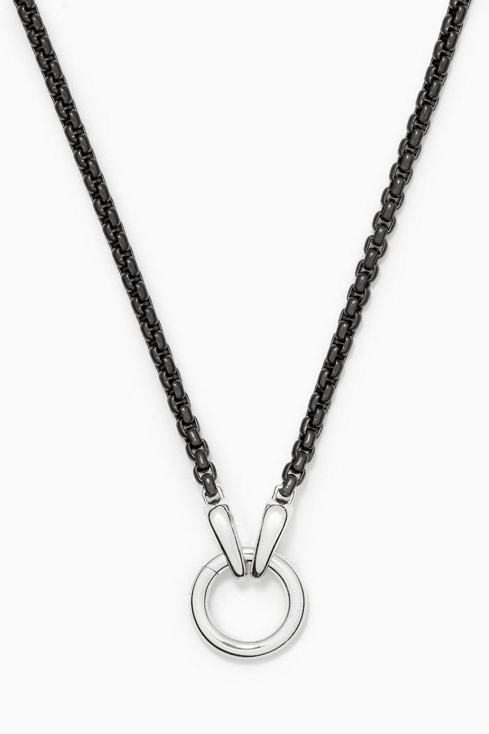 

Charm Necklace in Darkened Stainless Steel, Black