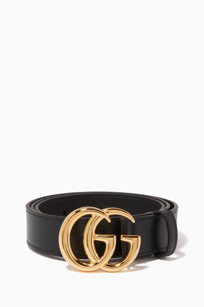 GG Marmont Belt in Leather, Black