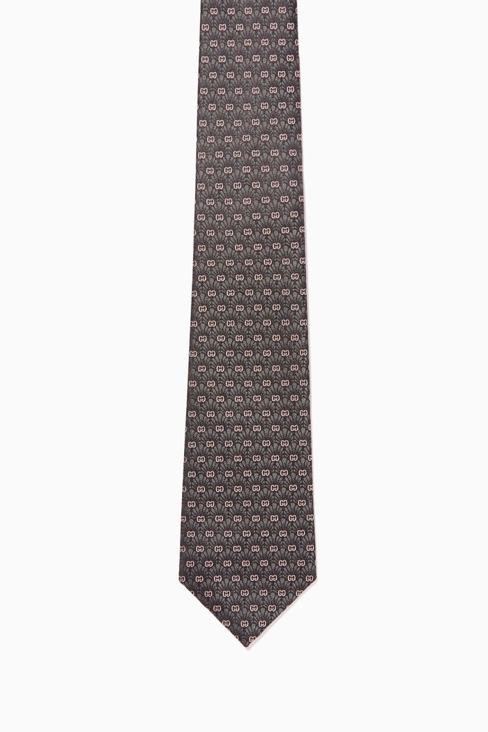 

GG Jacquard Tie in Silk, Black