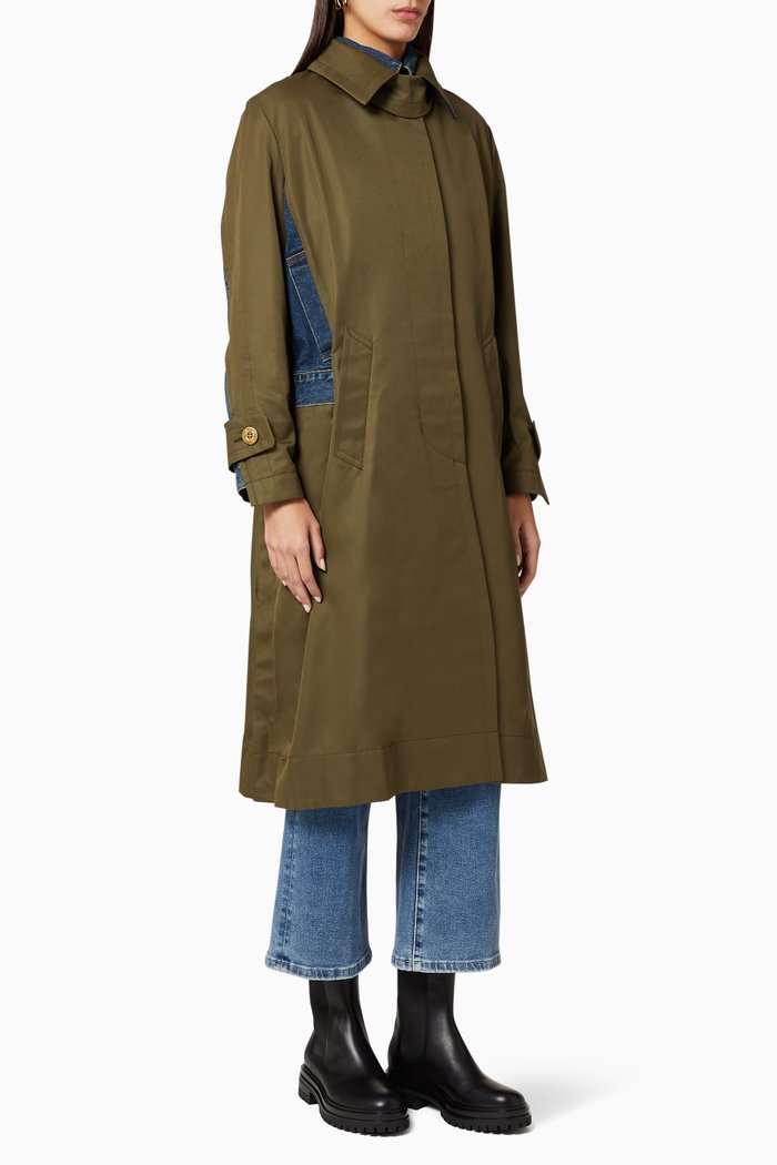 

Cotton Gabardine Longline Coat, Green