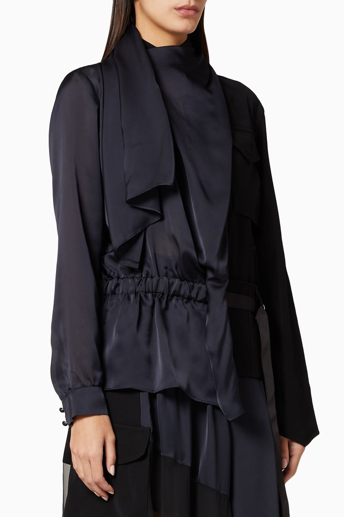 

Satin Pleated Blouse, Black