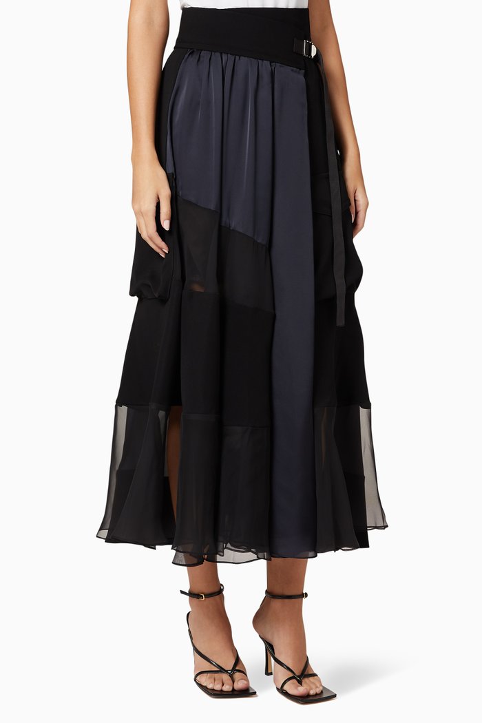 

Satin Panel Skirt, Black