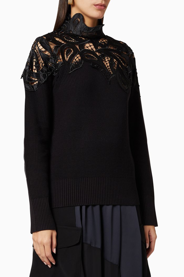 

Paisley Lace Pullover, Black