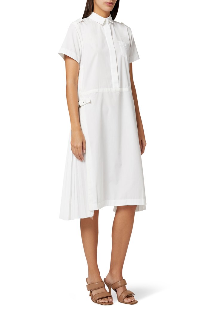 

Cotton Poplin Shirt Dress, White