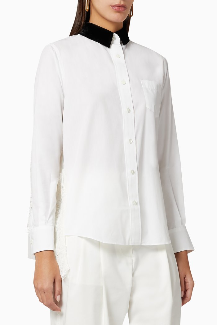

Cotton Tulle Shirt, White
