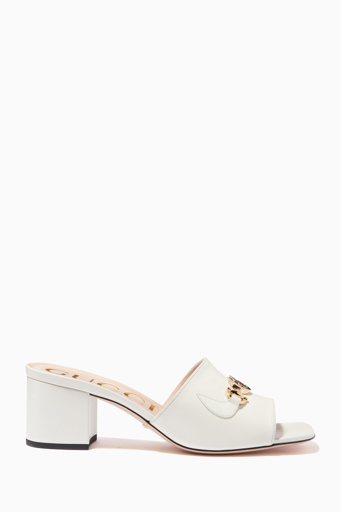 

Zumi 55 Mule Sandals in Leather, White