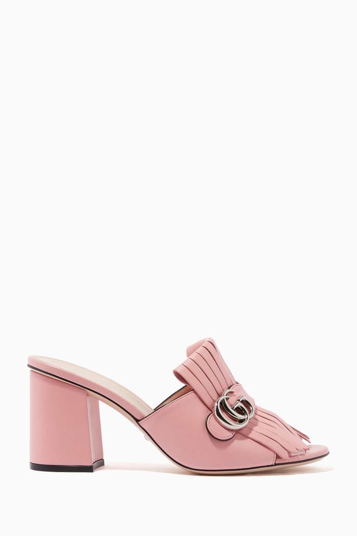 

Marmont 75 Double G Slides in Leather, Pink