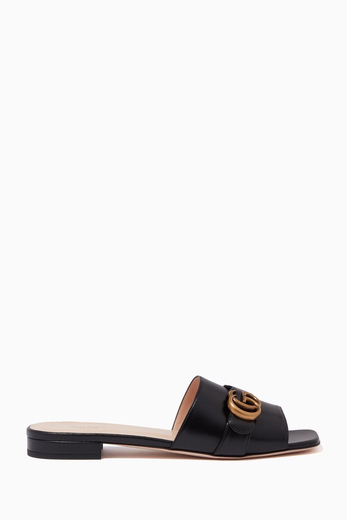 

Marmont GG Slide Sandals in Leather, Black