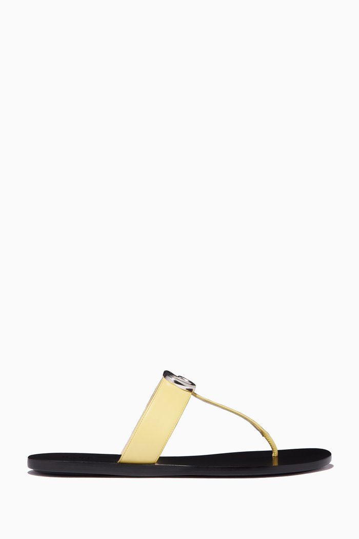 

Marmont GG Thong Sandals in Leather, Yellow